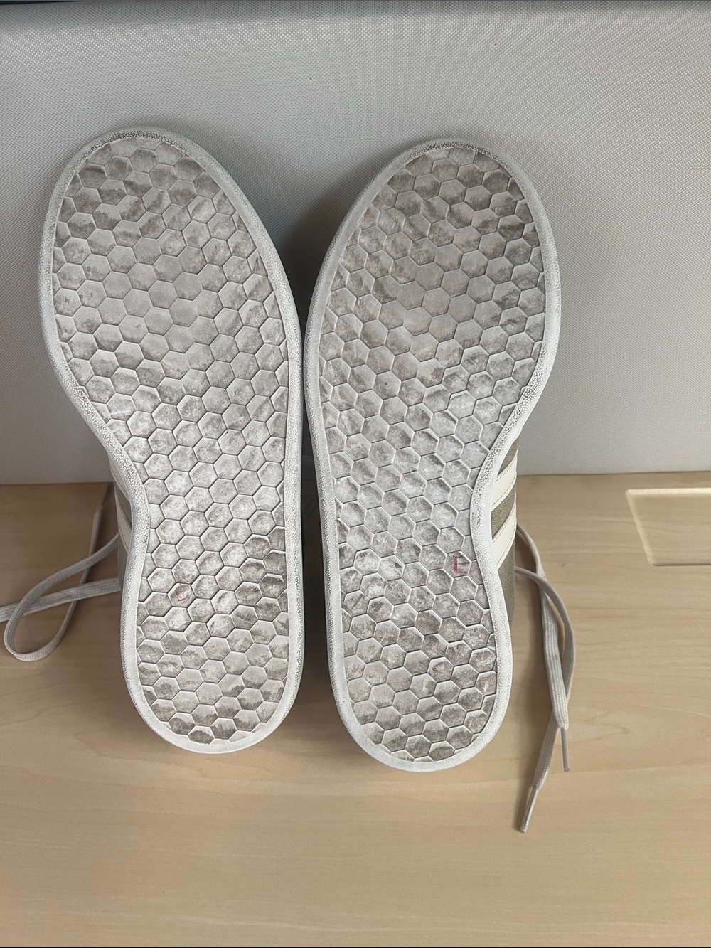 adidas Women's Taupe Sneakers with White Stripes, Size 8.5 - Picture 6 of 7
